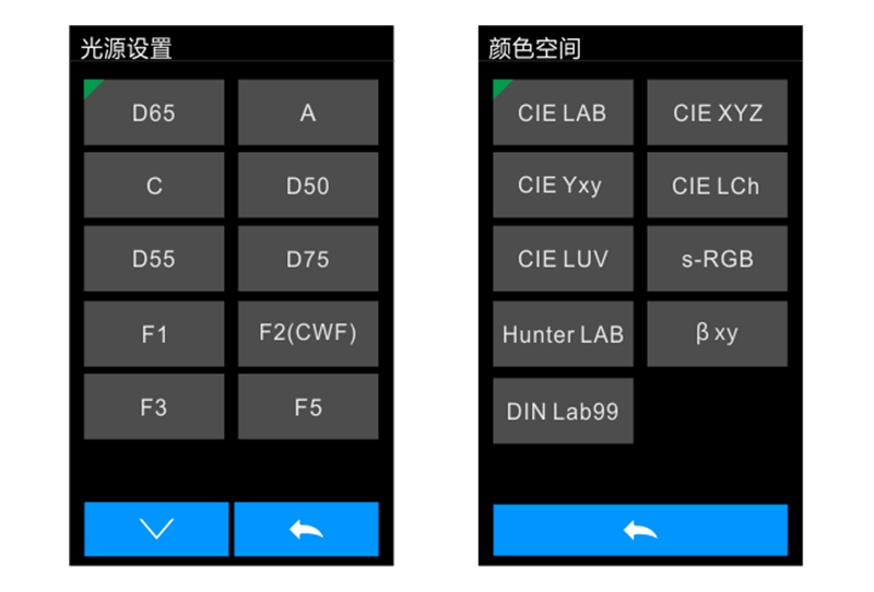 多(duo)種(zhong)顔(yan)色測(ce)量空間(jian),多種觀(guān)(guan)測(ce)光(guang)源